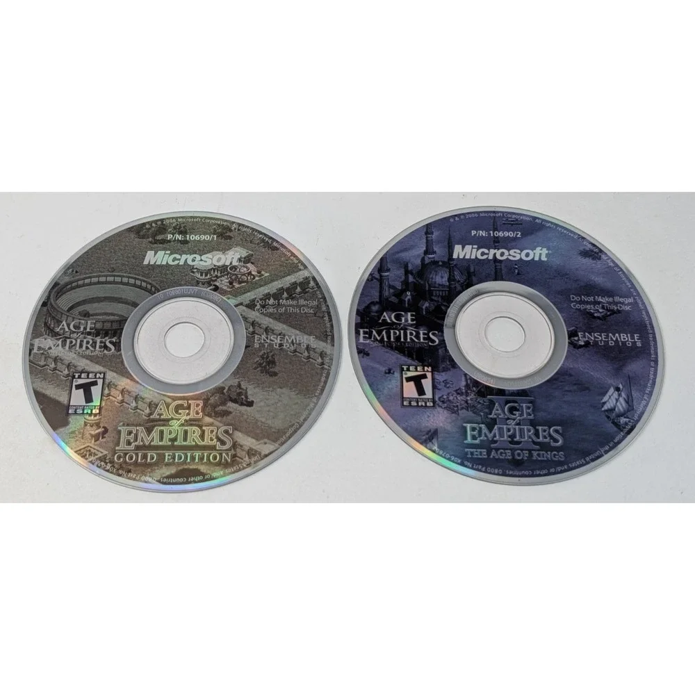 Age of Empires Gold & Age‎ of Empires 2 The Age of Kings PC CD-ROM Lot Disc Only